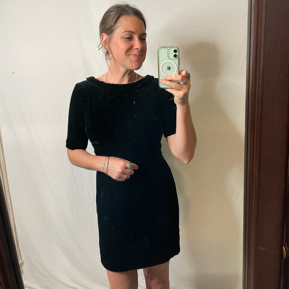 Boden Black Mini Dress silk blend velvet feel beautiful fully lined dress